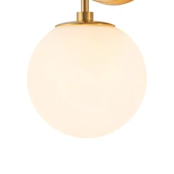 Mid-Century 1-Light Opal Glass Globe Armed Vanity Wall Sconce