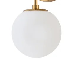 Mid-Century 1-Light Opal Glass Globe Armed Vanity Wall Sconce