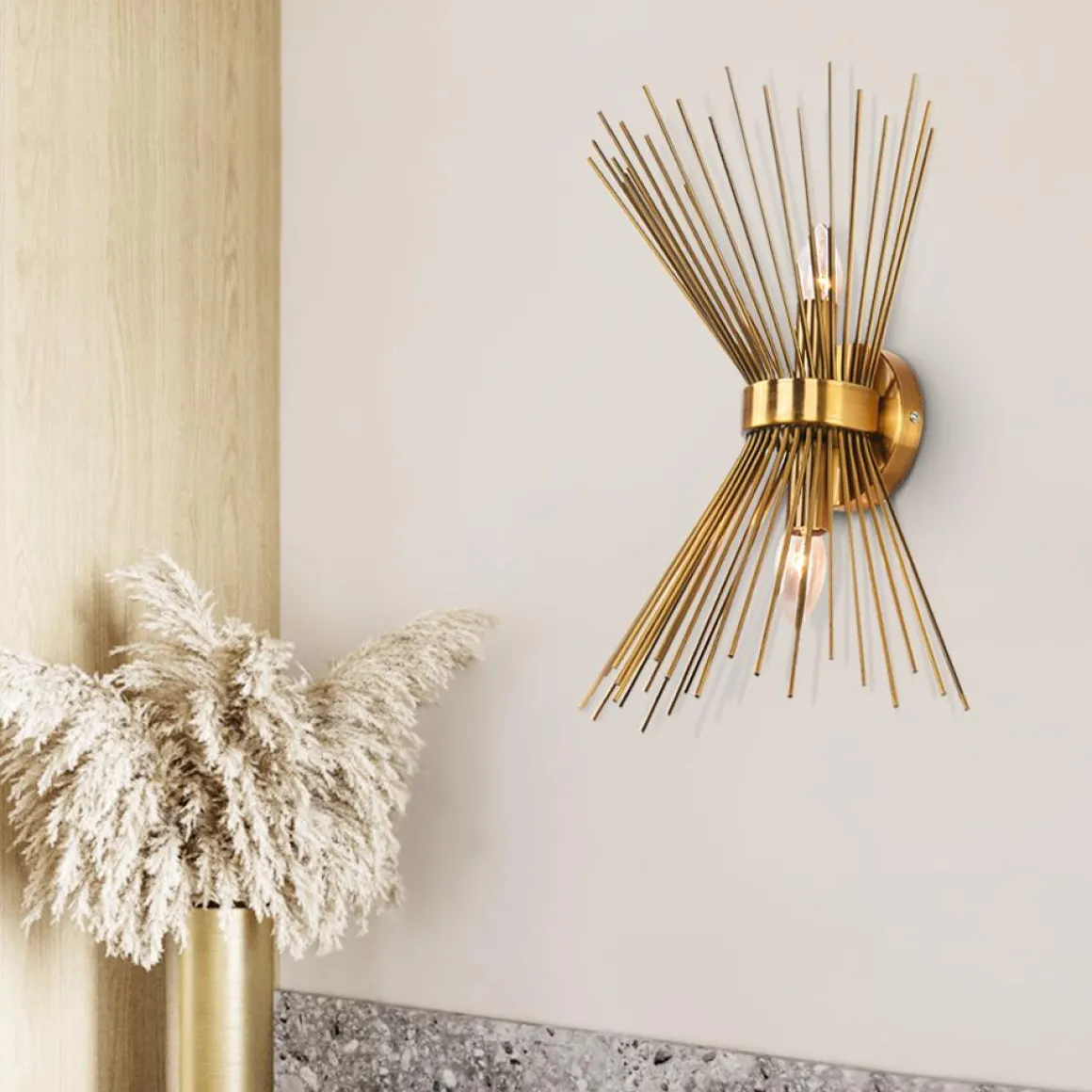 Mid Century 2-Light Sunburst Wall Sconce