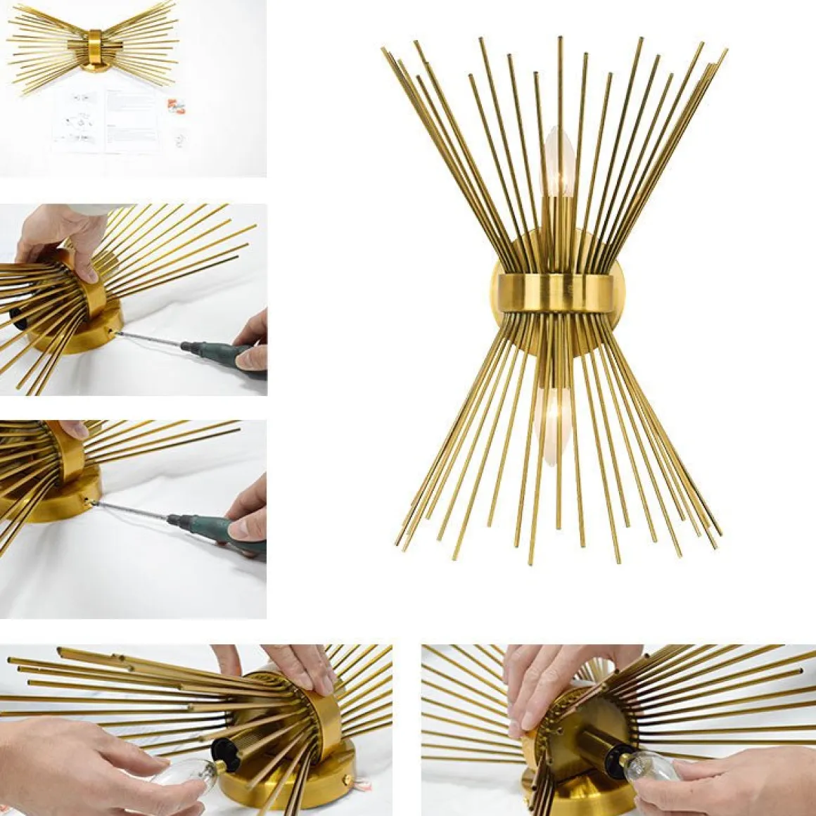 Mid Century 2-Light Sunburst Wall Sconce