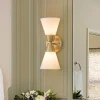 Mid-Century 2-Light Up Down Opal Glass Cone Wall Sconce