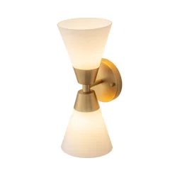 Mid-Century 2-Light Up Down Opal Glass Cone Wall Sconce
