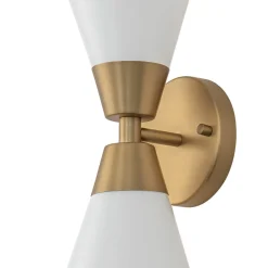 Mid-Century 2-Light Up Down Opal Glass Cone Wall Sconce