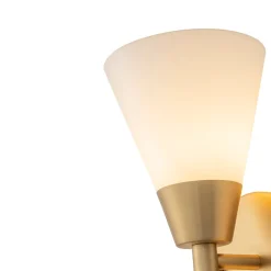 Mid-Century 2-Light Up Down Opal Glass Cone Wall Sconce