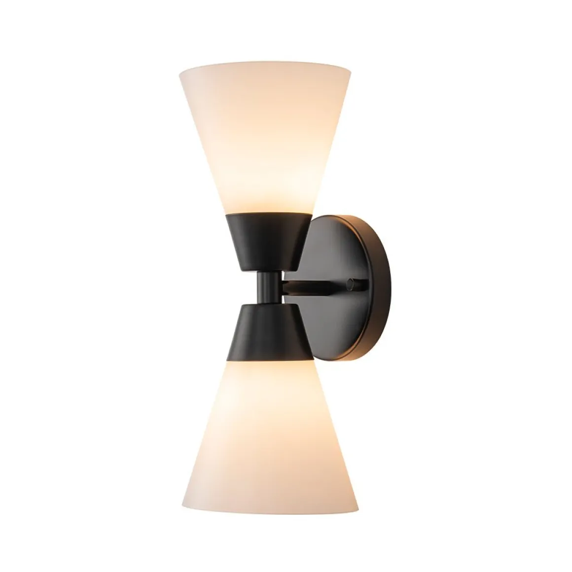 Mid-Century 2-Light Up Down Opal Glass Cone Wall Sconce