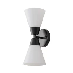 Mid-Century 2-Light Up Down Opal Glass Cone Wall Sconce