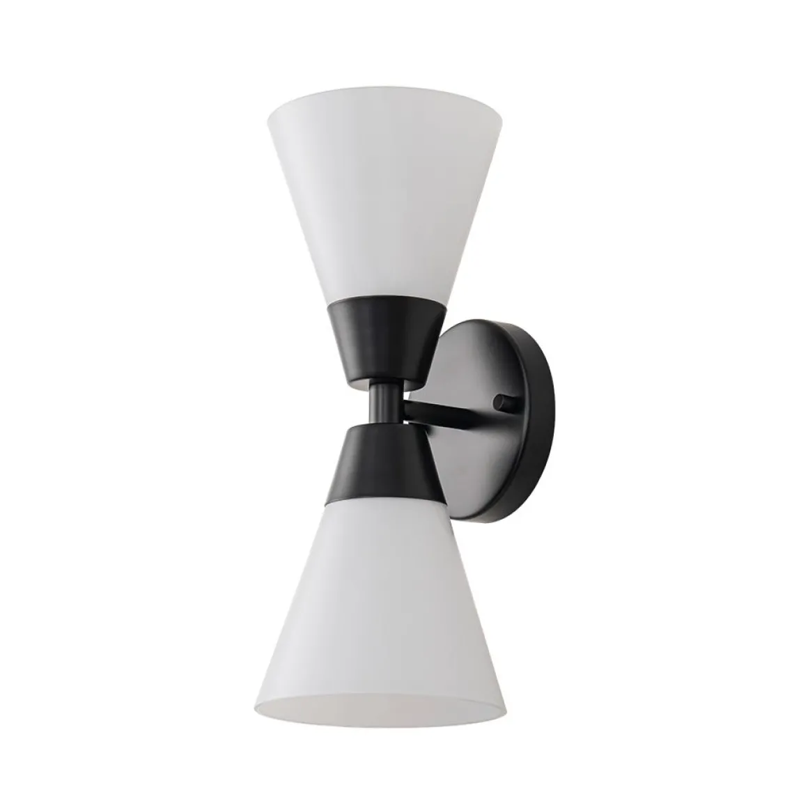 Mid-Century 2-Light Up Down Opal Glass Cone Wall Sconce
