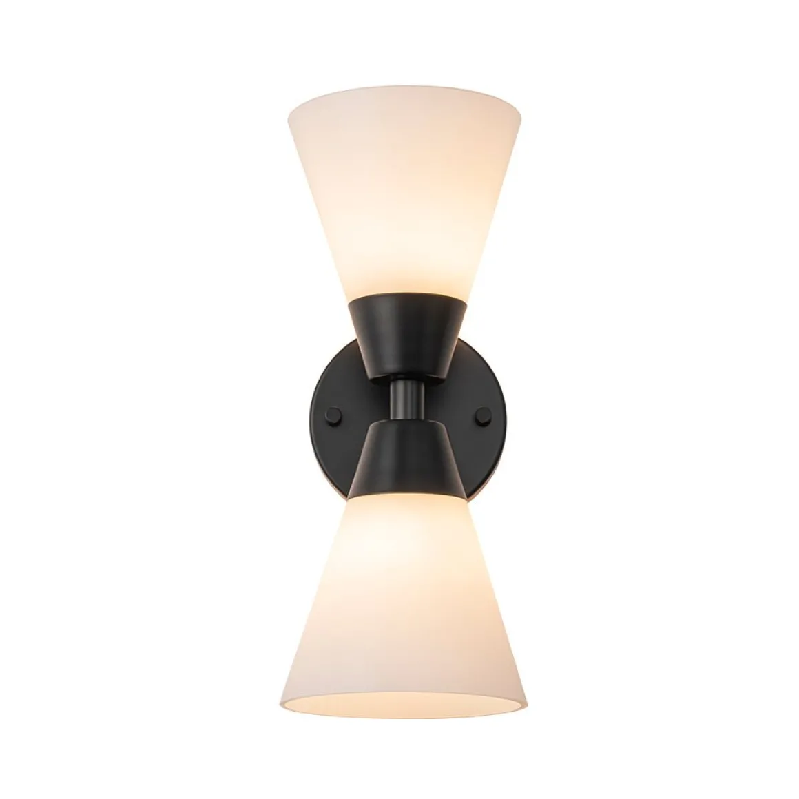 Mid-Century 2-Light Up Down Opal Glass Cone Wall Sconce