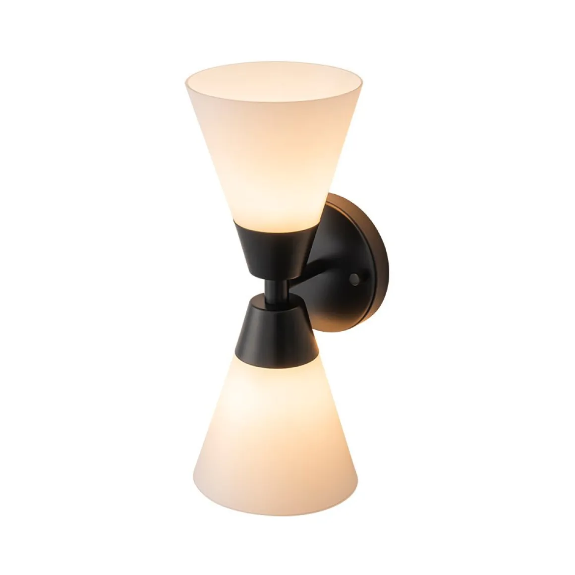 Mid-Century 2-Light Up Down Opal Glass Cone Wall Sconce