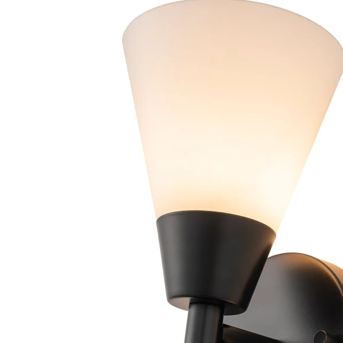 Mid-Century 2-Light Up Down Opal Glass Cone Wall Sconce