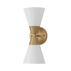 Mid-Century 2-Light Up Down Opal Glass Cone Wall Sconce