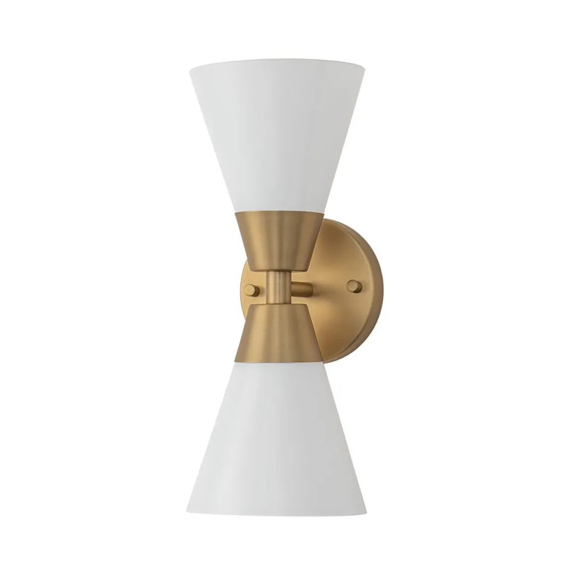 Mid-Century 2-Light Up Down Opal Glass Cone Wall Sconce