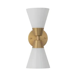 Mid-Century 2-Light Up Down Opal Glass Cone Wall Sconce