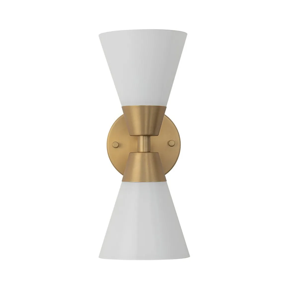 Mid-Century 2-Light Up Down Opal Glass Cone Wall Sconce