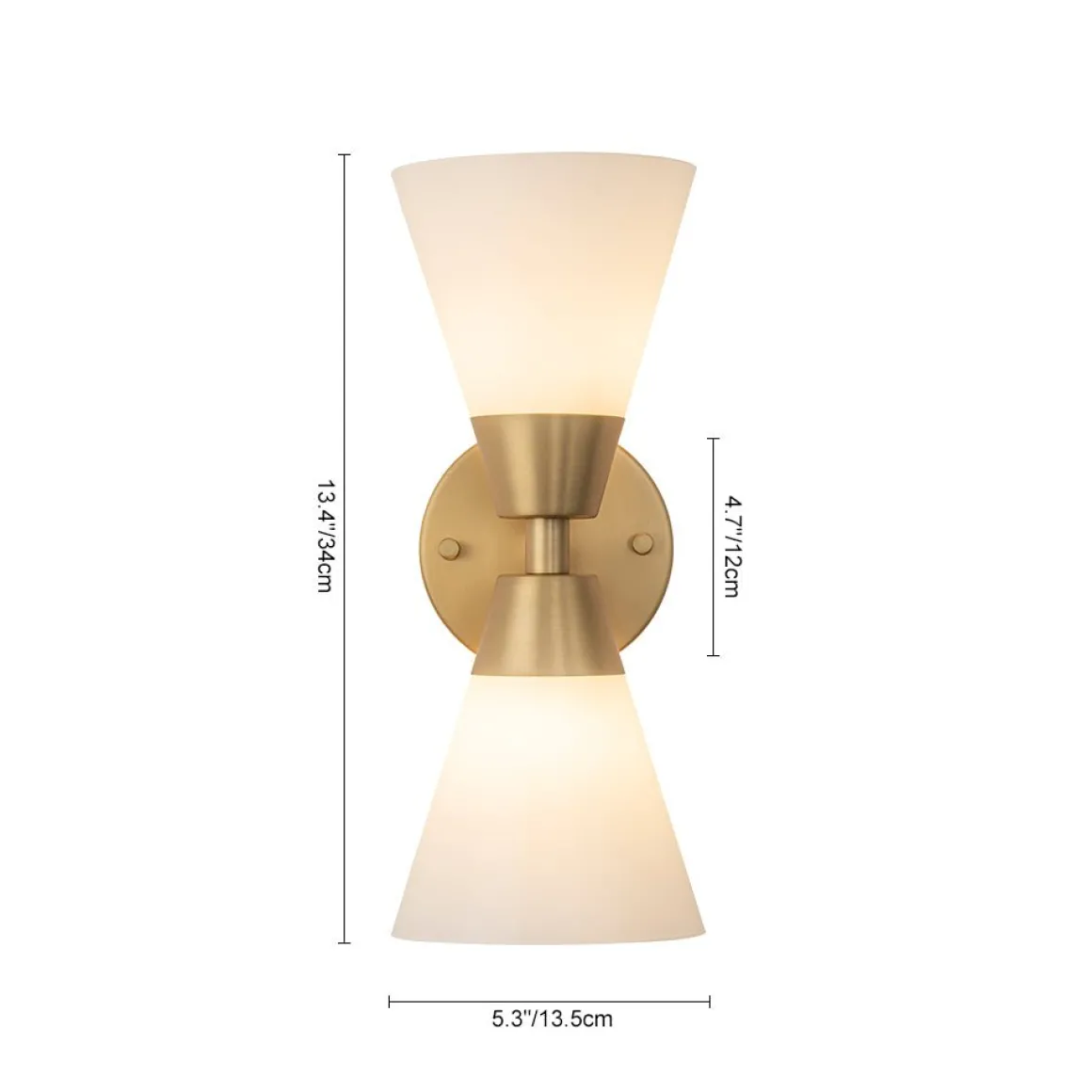 Mid-Century 2-Light Up Down Opal Glass Cone Wall Sconce