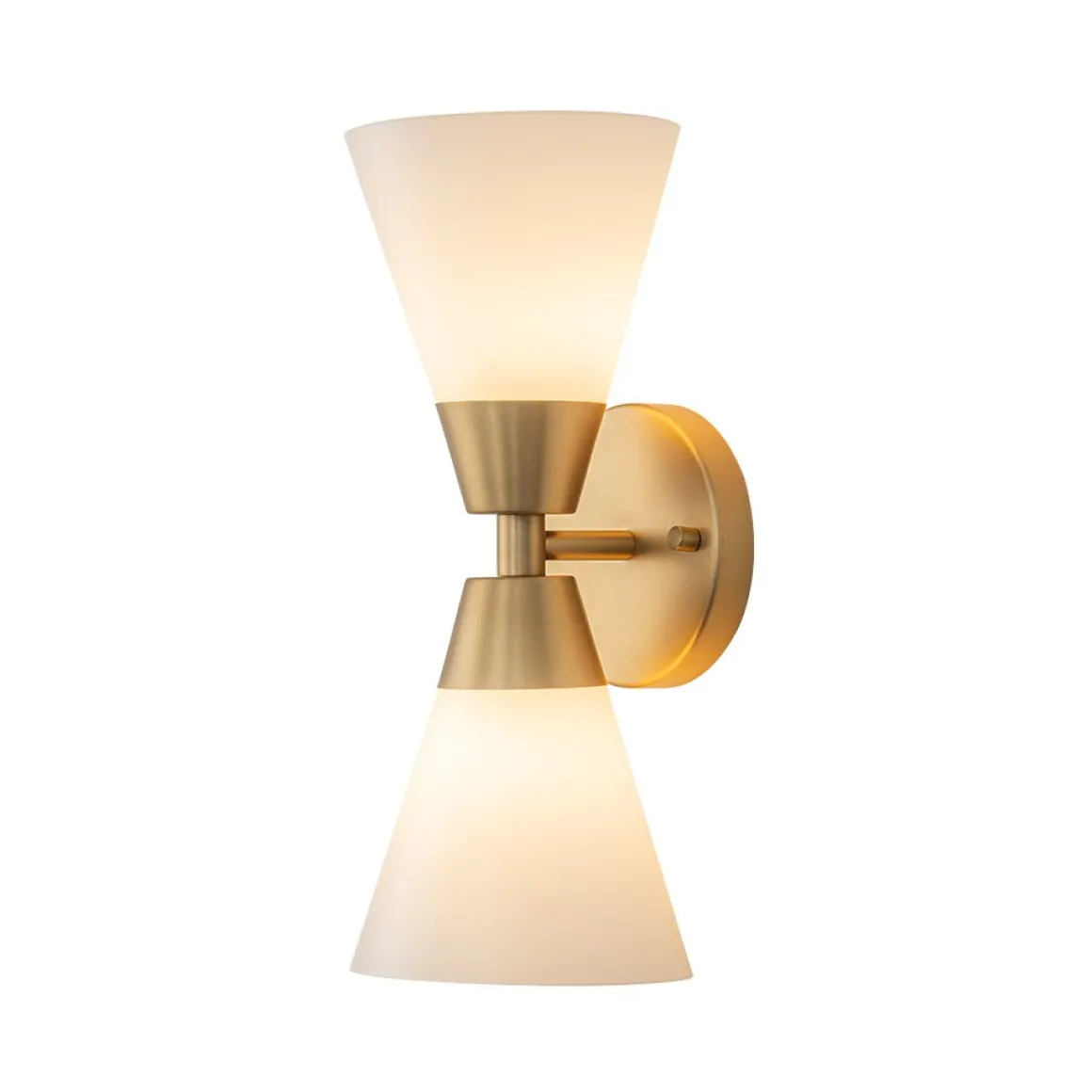 Mid-Century 2-Light Up Down Opal Glass Cone Wall Sconce