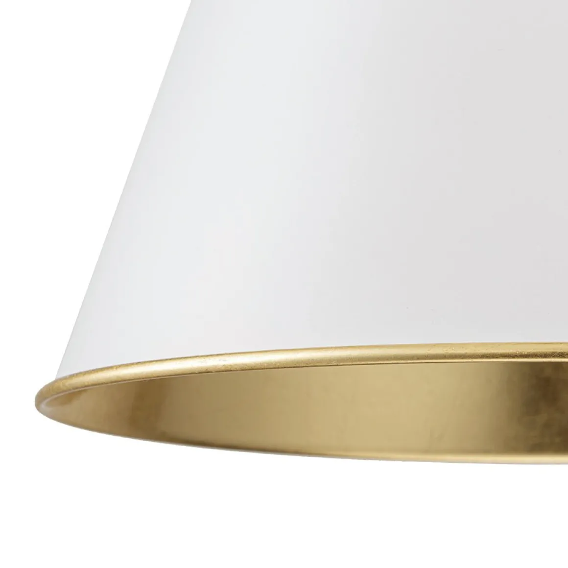 Mid-Century 1-Light White Gold Metal Conical Pendant Light