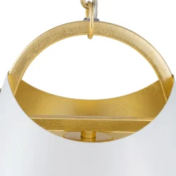 Mid-Century 1-Light White Gold Metal Conical Pendant Light