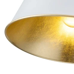 Mid-Century 1-Light White Gold Metal Conical Pendant Light