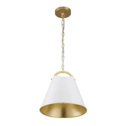 Mid-Century 1-Light White Gold Metal Conical Pendant Light