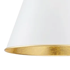 Mid-Century 1-Light White Gold Metal Conical Pendant Light