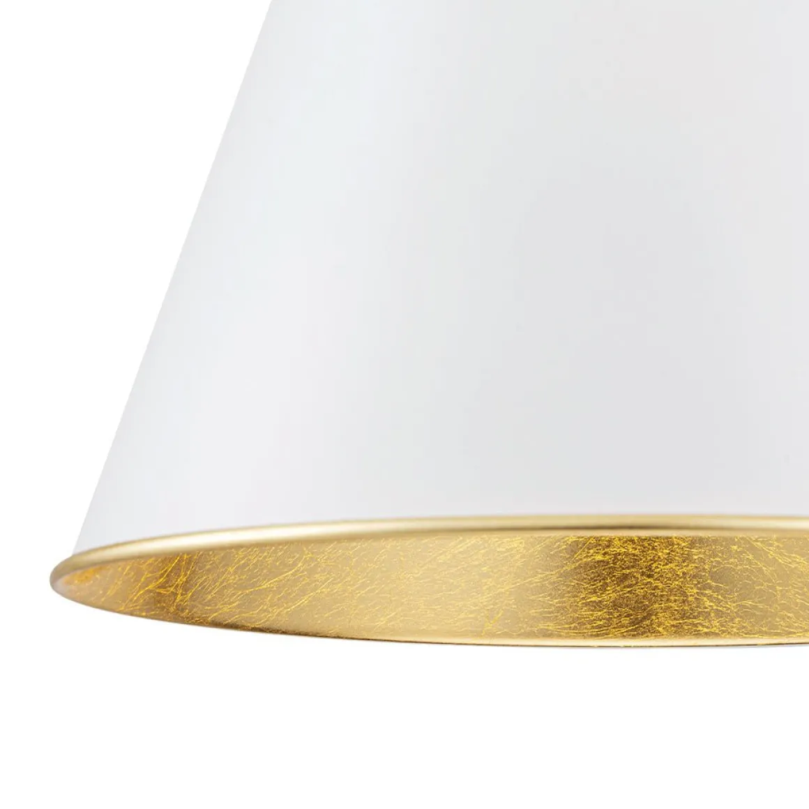 Mid-Century 1-Light White Gold Metal Conical Pendant Light