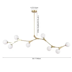 Mid-century Linear Island Branching Bubble Chandelier
