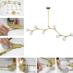 Mid-century Linear Island Branching Bubble Chandelier