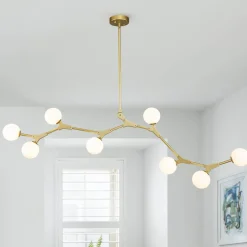 Mid-century Linear Island Branching Bubble Chandelier