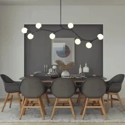 Mid-century Linear Island Branching Bubble Chandelier