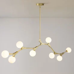 Mid-century Linear Island Branching Bubble Chandelier
