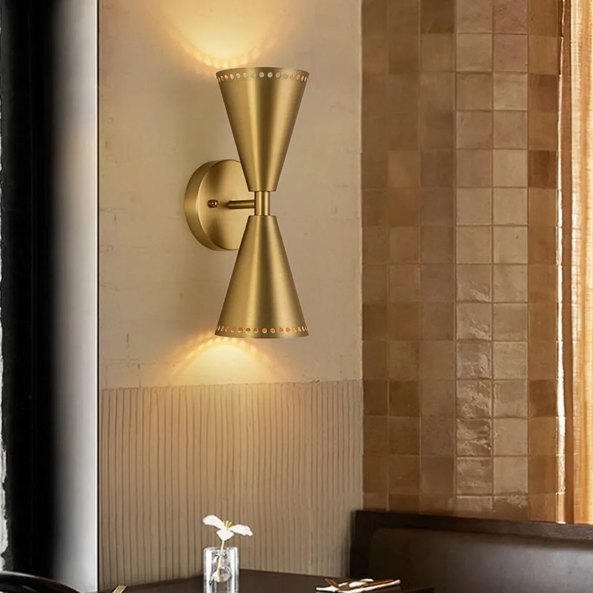 Mid-Century Modern 2-Light Up Down Cone Wall Sconce