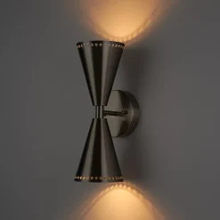 Mid-Century Modern 2-Light Up Down Cone Wall Sconce