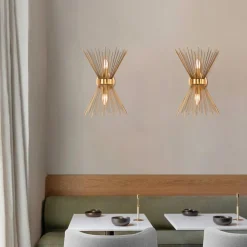 Mid-century Modern Starburst Brass Wall Sconce