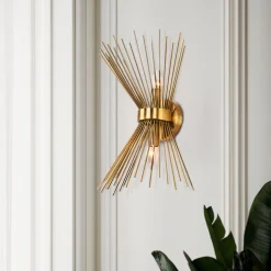 Mid-century Modern Starburst Brass Wall Sconce