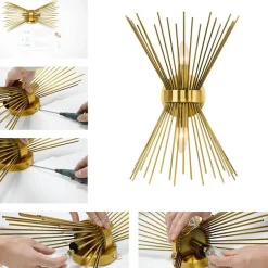 Mid-century Modern Starburst Brass Wall Sconce