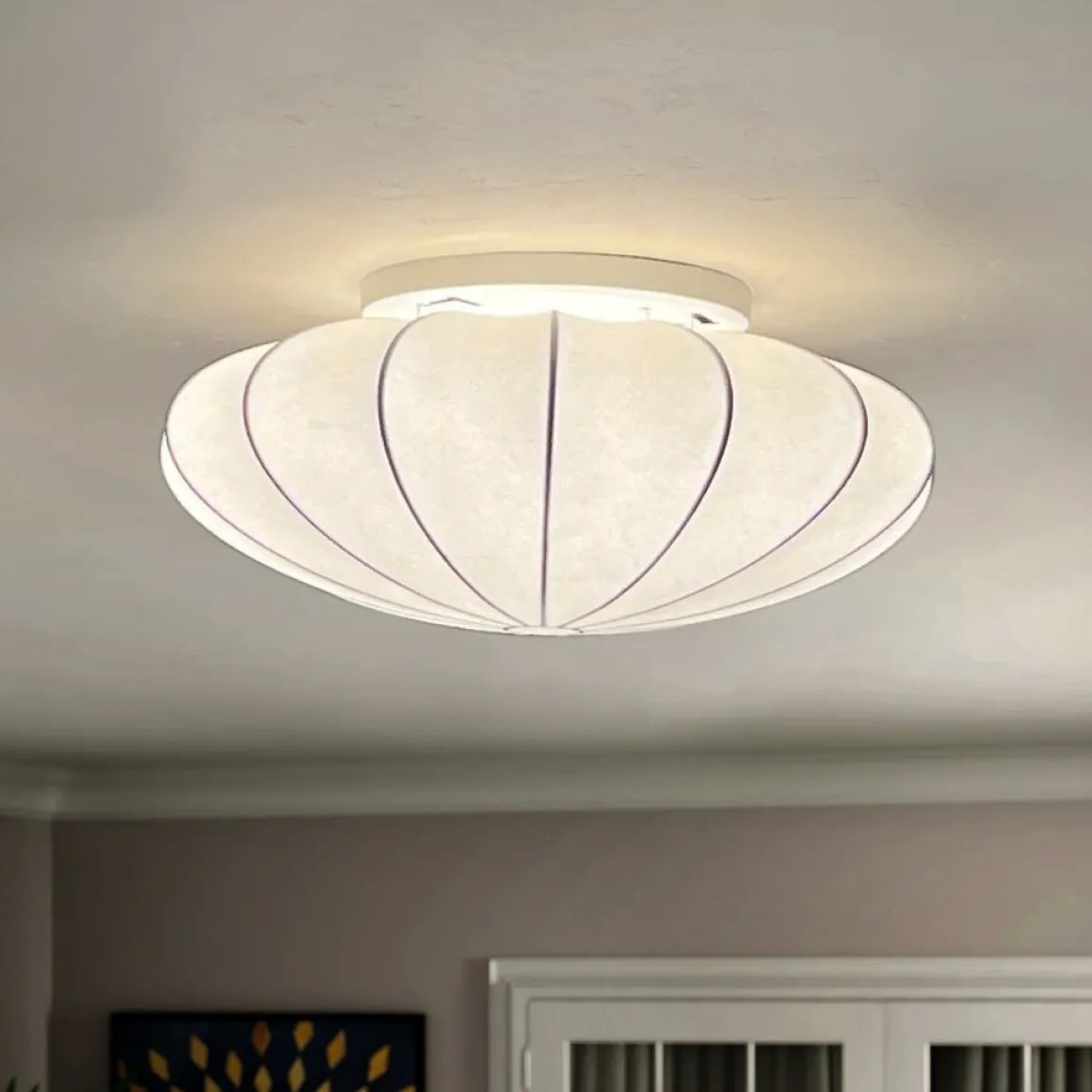 Mid-Century Modern White Flush Mount Light
