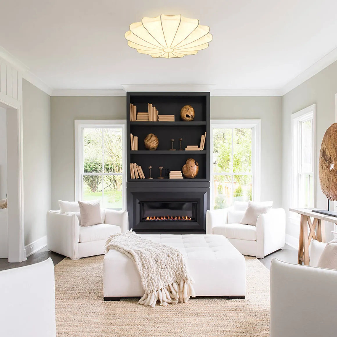 Mid-Century Modern White Flush Mount Light