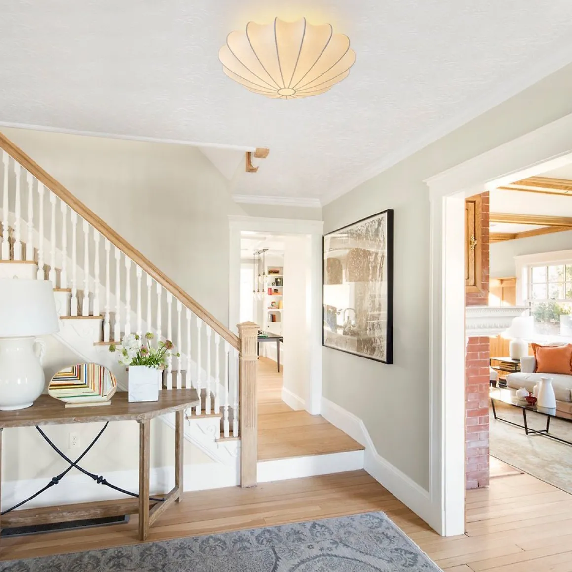 Mid-Century Modern White Flush Mount Light