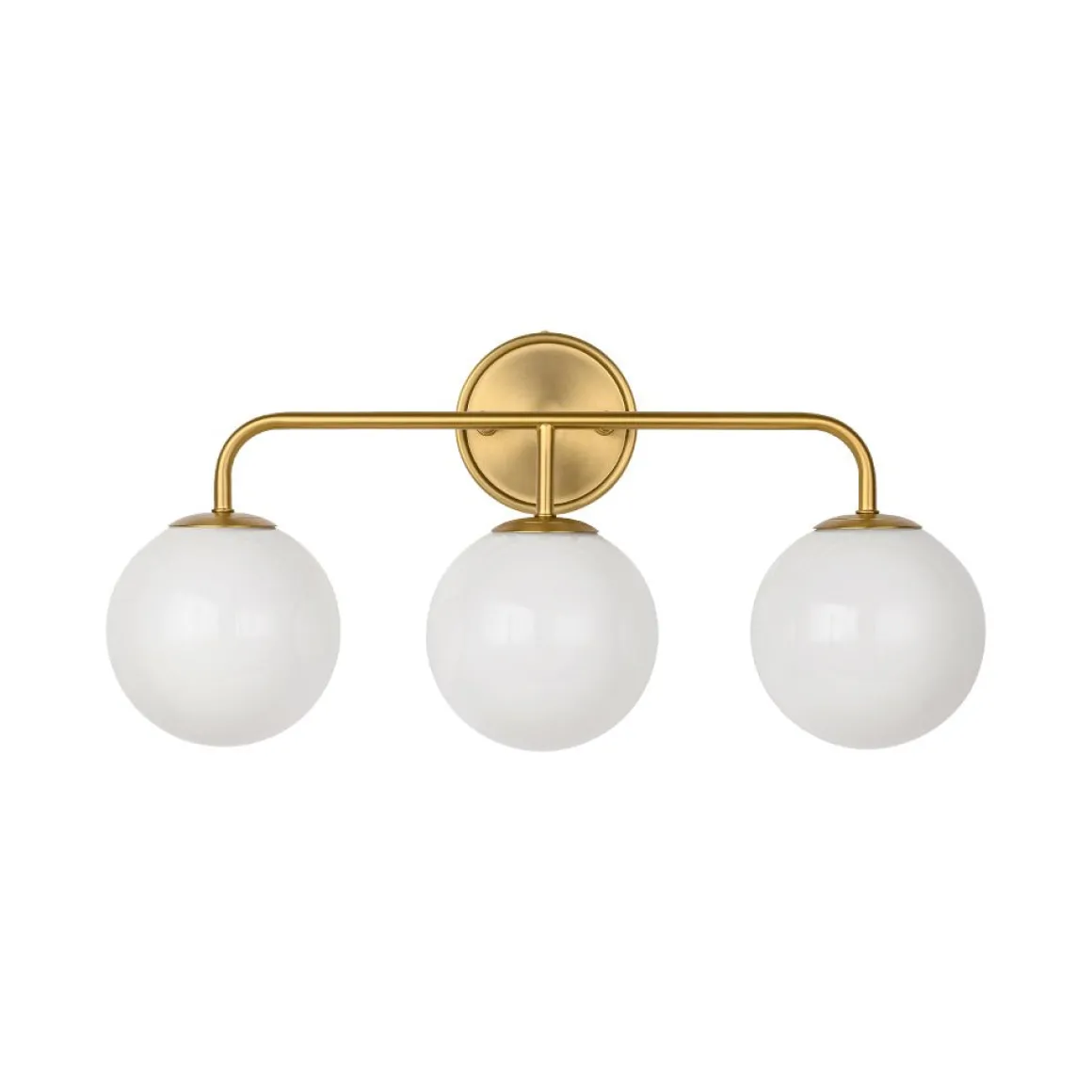 Mid-century Shine Opal Glass Globe Brass Vanity Light