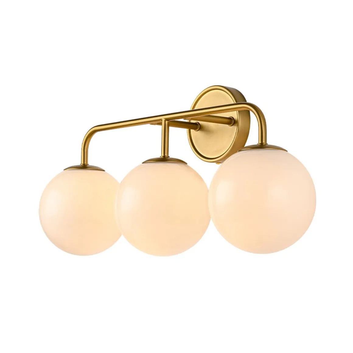 Mid-century Shine Opal Glass Globe Brass Vanity Light