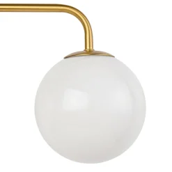 Mid-century Shine Opal Glass Globe Brass Vanity Light