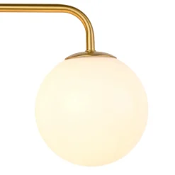 Mid-century Shine Opal Glass Globe Brass Vanity Light