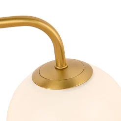 Mid-century Shine Opal Glass Globe Brass Vanity Light