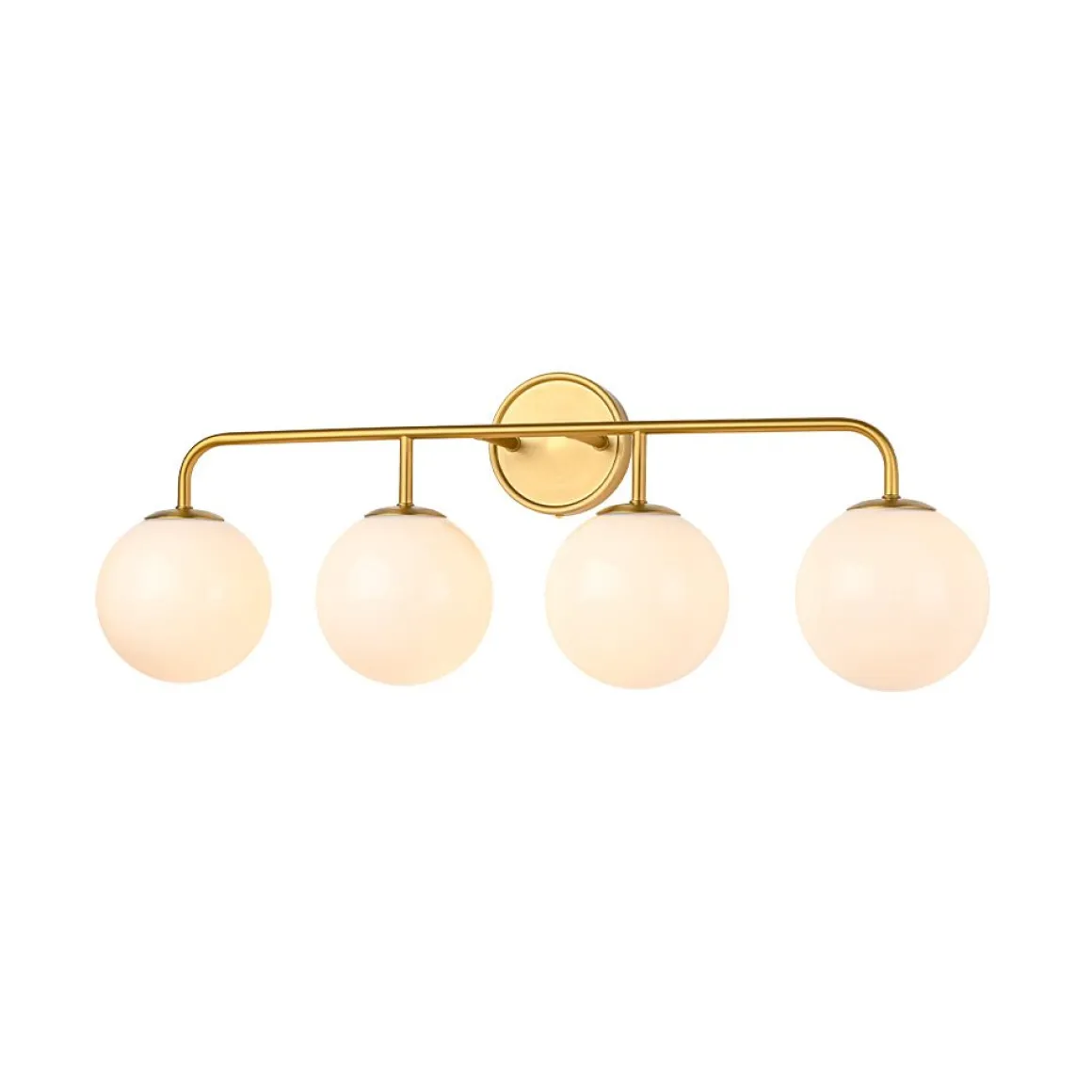 Mid-century Shine Opal Glass Globe Brass Vanity Light