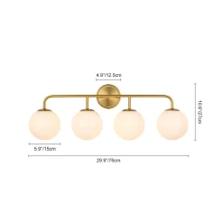 Mid-century Shine Opal Glass Globe Brass Vanity Light