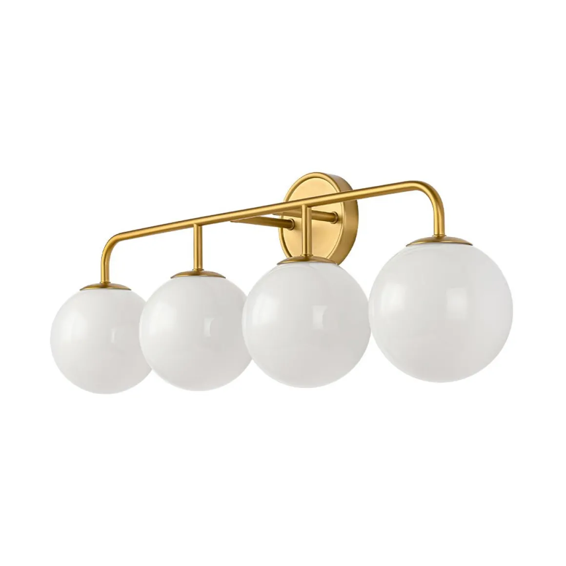 Mid-century Shine Opal Glass Globe Brass Vanity Light