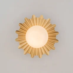 Mid-Century Sunburst 1-Light Opal Glass Globe Ceiling Light