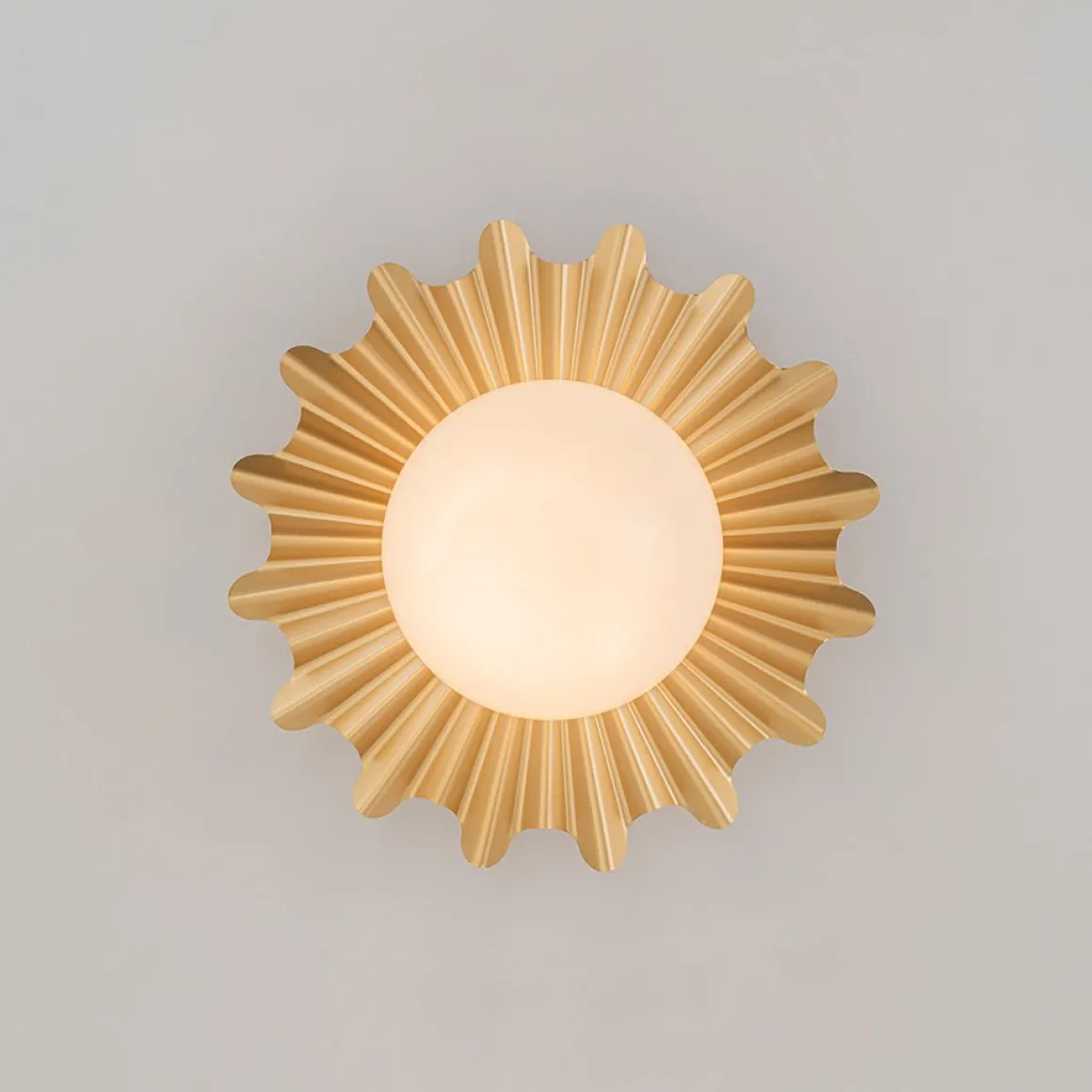 Mid-Century Sunburst 1-Light Opal Glass Globe Ceiling Light