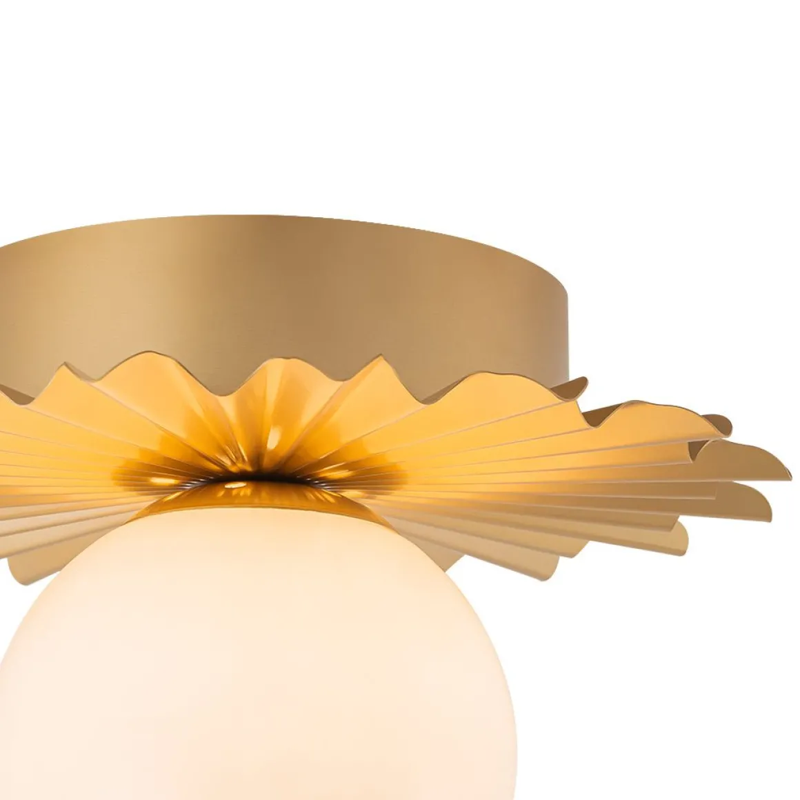 Mid-Century Sunburst 1-Light Opal Glass Globe Ceiling Light